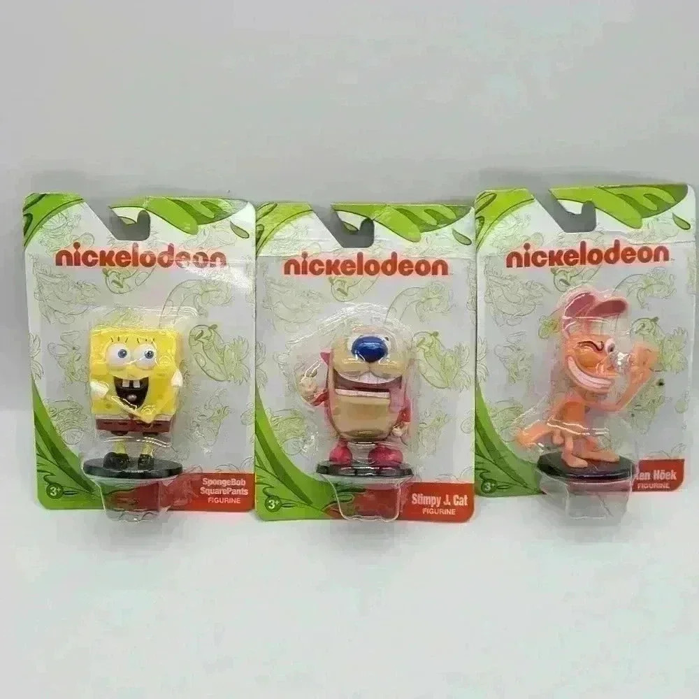 Brand New! Lot Of 3 Nickelodeon 3" Mini Figures-Ren-Stimpy-Spongebob *New*